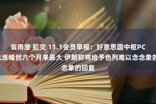 翁雨澄 肛交 11.1会员早报：好意思国中枢PCE环比涨幅创六个月来最大 伊朗称将给予色列难以念念象的回复