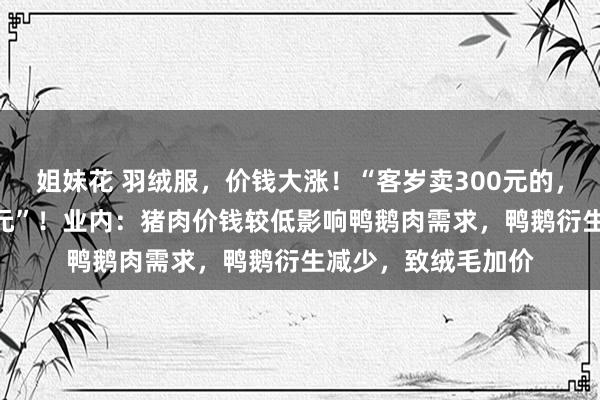 姐妹花 羽绒服，价钱大涨！“客岁卖300元的，本年打折齐要438元”！业内：猪肉价钱较低影响鸭鹅肉需求，鸭鹅衍生减少，致绒毛加价