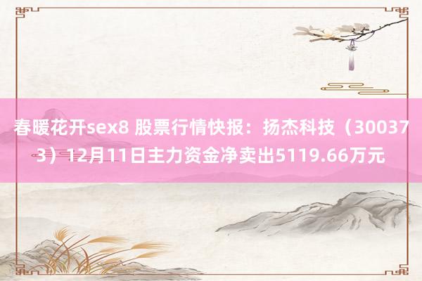 春暖花开sex8 股票行情快报：扬杰科技（300373）12月11日主力资金净卖出5119.66万元