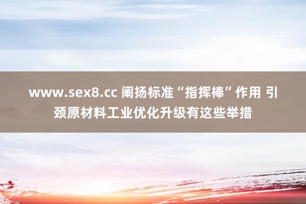 www.sex8.cc 阐扬标准“指挥棒”作用 引颈原材料工业优化升级有这些举措