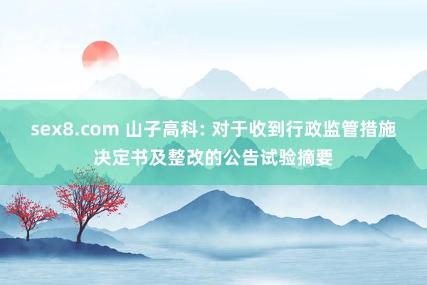 sex8.com 山子高科: 对于收到行政监管措施决定书及整改的公告试验摘要