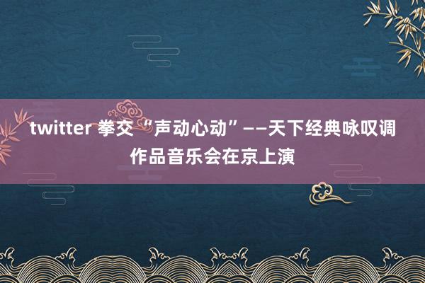 twitter 拳交 “声动心动”——天下经典咏叹调作品音乐会在京上演