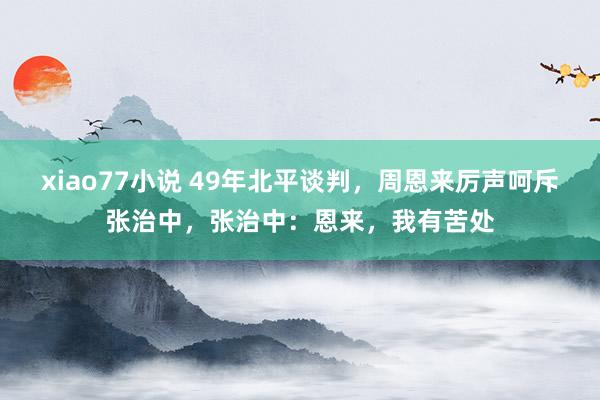 xiao77小说 49年北平谈判，周恩来厉声呵斥张治中，张治中：恩来，我有苦处
