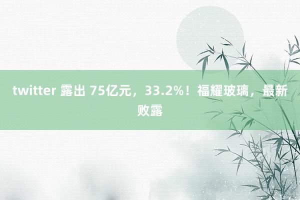 twitter 露出 75亿元，33.2%！福耀玻璃，最新败露