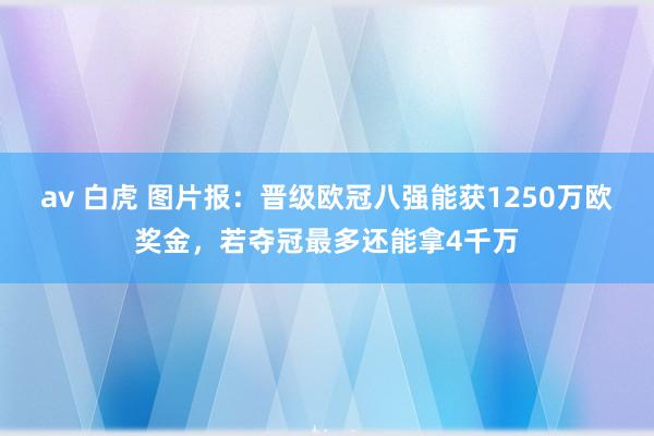 av 白虎 图片报：晋级欧冠八强能获1250万欧奖金，若夺冠最多还能拿4千万