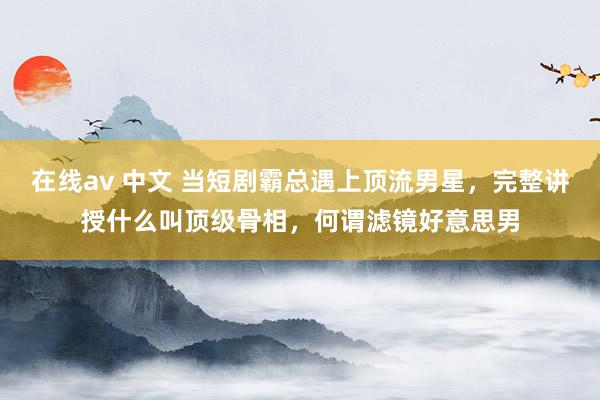 在线av 中文 当短剧霸总遇上顶流男星，完整讲授什么叫顶级骨相，何谓滤镜好意思男