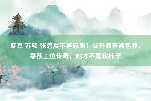 麻豆 苏畅 张碧晨不再忍耐！公开回答被包养、靠孩上位传奇，她才不是软柿子
