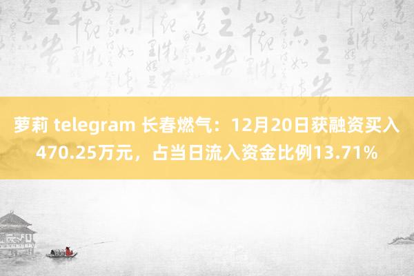 萝莉 telegram 长春燃气：12月20日获融资买入470.25万元，占当日流入资金比例13.71%
