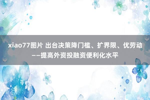 xiao77图片 出台决策降门槛、扩界限、优劳动——提高外资投融资便利化水平