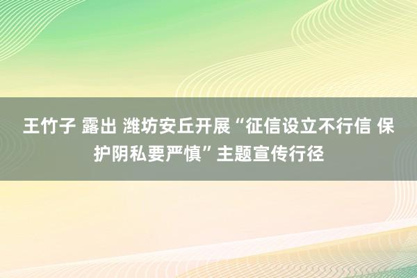 王竹子 露出 潍坊安丘开展“征信设立不行信 保护阴私要严慎”主题宣传行径