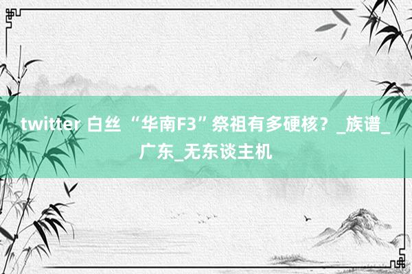 twitter 白丝 “华南F3”祭祖有多硬核？_族谱_广东_无东谈主机