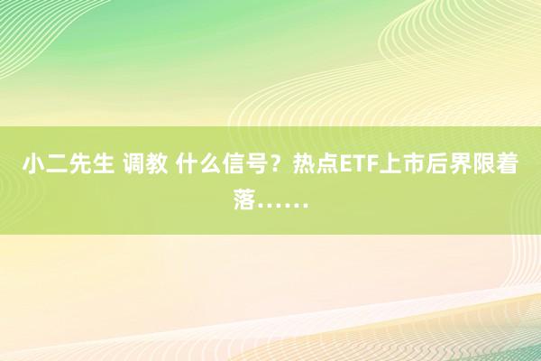 小二先生 调教 什么信号？热点ETF上市后界限着落……