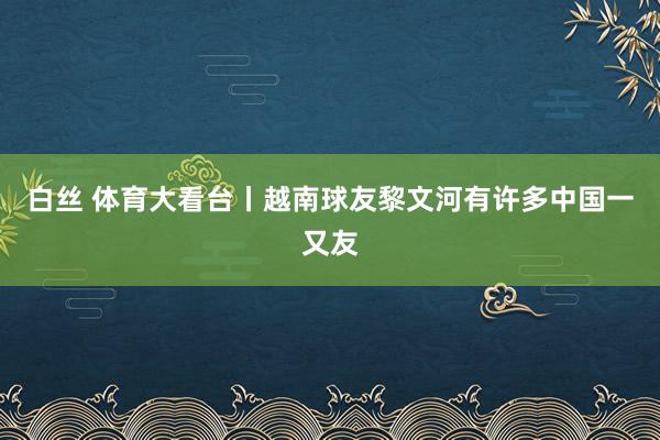 白丝 体育大看台丨越南球友黎文河有许多中国一又友