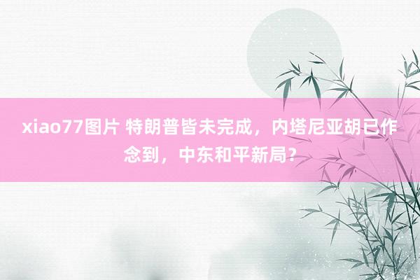 xiao77图片 特朗普皆未完成，内塔尼亚胡已作念到，中东和平新局？