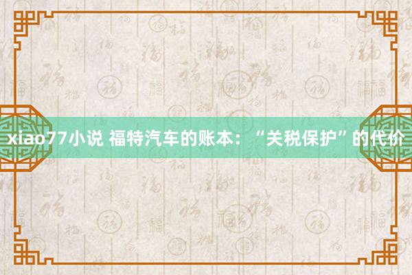 xiao77小说 福特汽车的账本：“关税保护”的代价